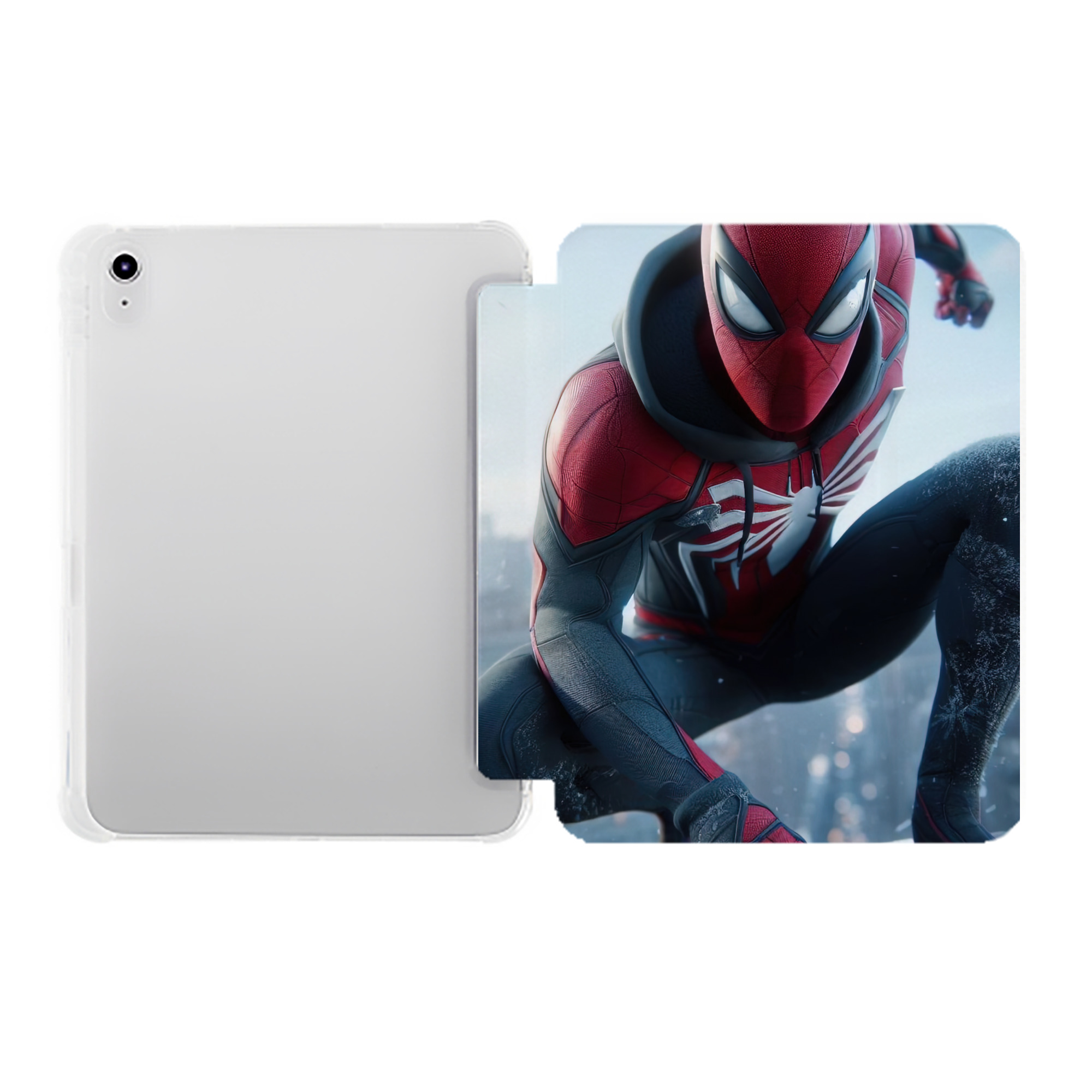 （画像用） Spider Man スパイダーマン IPad ケース ペン収納付き 三つ折りスタンド PUレザー×シリコン 対応機種9.5/10.5/10.9インチ